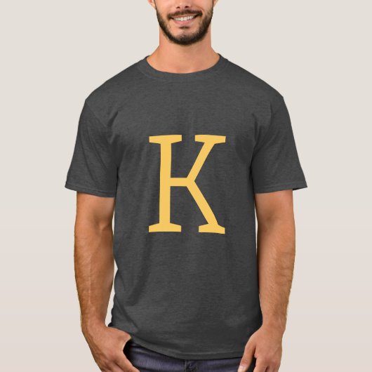 Donkergrijs Initiaal Letter Monogram Modern Stijlv T-shirt (Voorkant)