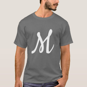 Donkergrijs Initiaal Letter Monogram Modern T-shirt