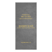 Donkergrijs leder tegen de achtergrond prijslijst reclamekaart (Achterkant)