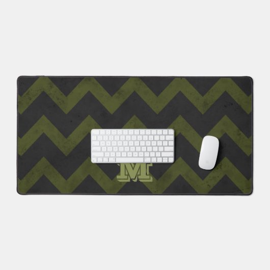 Donkergrijs legergroen  chevron Monogram Bureaumat (Keyboard & Muis)