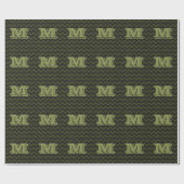 Donkergrijs legergroen  chevron Monogram Cadeaupapier (Vlak)