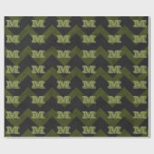 Donkergrijs legergroen chevron Monogram Cadeaupapier (Vlak)