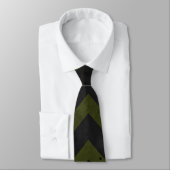 Donkergrijs legergroen  chevron Monogram Stropdas (Gebonden)