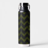 Donkergrijs legergroen  chevron Monogram Waterfles (Voorkant)