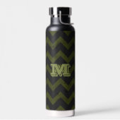 Donkergrijs legergroen  chevron Monogram Waterfles (Links)