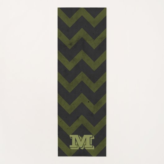 Donkergrijs legergroen chevron Monogram Yogamat (Voorkant)