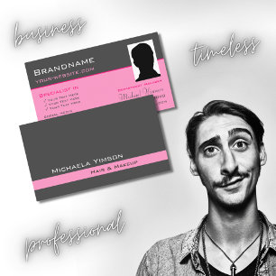 Donkergrijs Lichtroze met Photo Professional Chic Visitekaartje