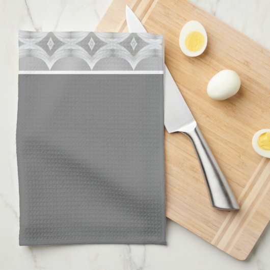Donkergrijs met patroonaccent theedoek (Quarter Fold)