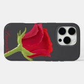 Donkergrijs met rode roos Case-Mate iPhone case (Achterkant (horizontaal))