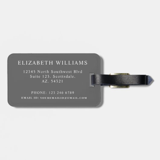 donkergrijs met witte polka dot bagagelabel (Achterkant horizontaal)