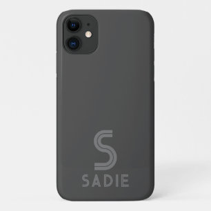 Donkergrijs Monogram Naam Vet Minimaal Modern Eenv iPhone 11 Hoesje