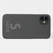 Donkergrijs Monogram Naam Vet Minimaal Modern Eenv Case-Mate iPhone Case (Achterkant (horizontaal))