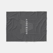 Donkergrijs Retro Moderne Monogrammed Naam Fleece Deken (Voorkant (Horizontaal))