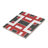 Donkergrijs rood en wit Abstract mozaïekgeometrisc Tegeltje (Zijkant)