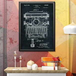 Donkergrijs   Typemachinepatent Poster
