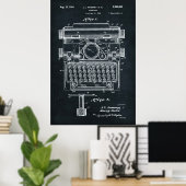 Donkergrijs | Typemachinepatent Poster (Thuiskantoor)