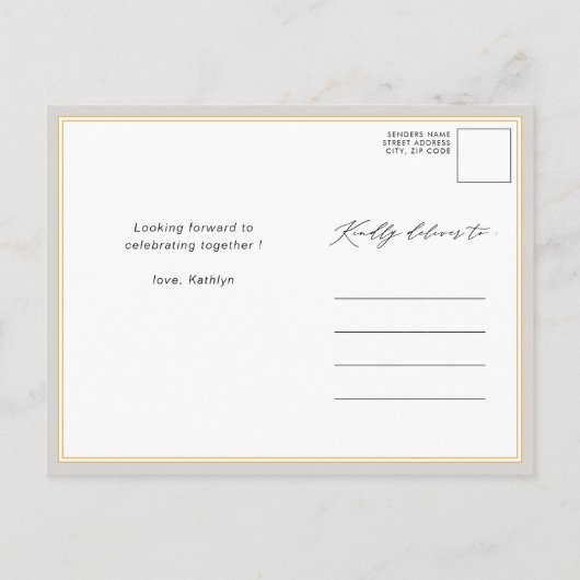 Donkergrijs Vrijgezellenfeest minimalistisch legan Uitnodiging Briefkaart (Achterkant)