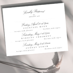 Donkergrijs Wit Elegante Kalligrafie multi-event RSVP Kaartje