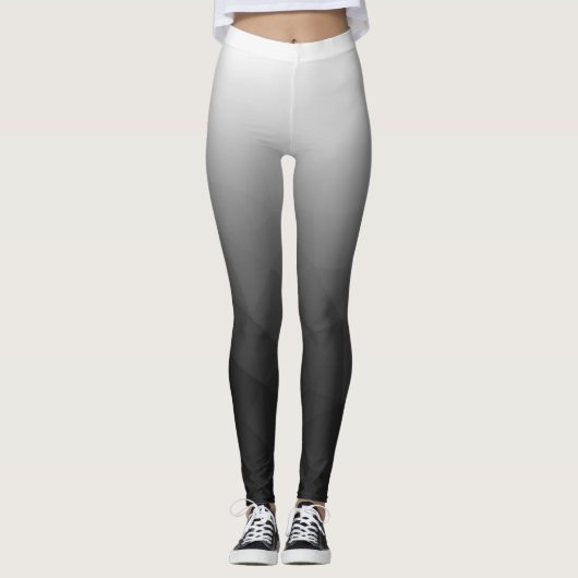 Donkergrijs Wit Gradient Geometry Mesh Patroon Leggings (Voorkant)