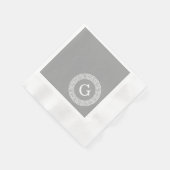 Donkergrijs wit Grieks sleutel Rnd Lijst Initiaal  Servetten (Hoek)