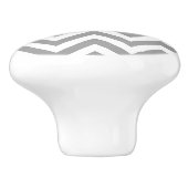 Donkergrijs wit groot Chevron ZigZag patroon Keramische Knop (Zijkant)