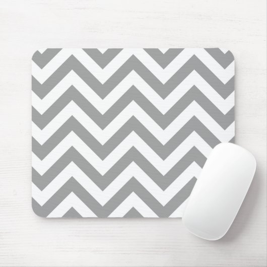 Donkergrijs wit groot Chevron ZigZag patroon Muismat (Met muis)