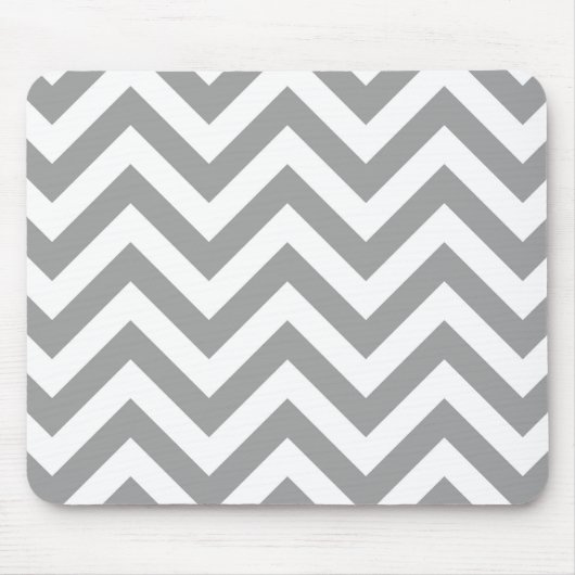 Donkergrijs wit groot Chevron ZigZag patroon Muismat (Voorkant)