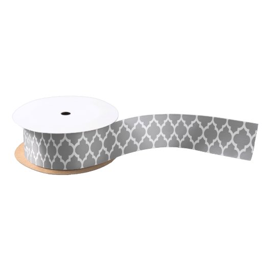 Donkergrijs wit Marokko Quatrefoil Patroon #4 Lint (Spoel)