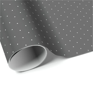 Donkergrijs-wit minuscule polka-punkcadeau cadeaupapier