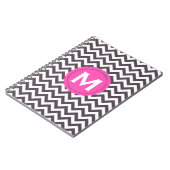 Donkergrijs wit monogram Chevron Pattern Notitieboek (Linkerzijde)