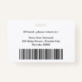 Donkergrijs & Witte Pers Pass Badge (Achterkant)