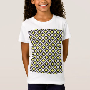 Donkergrijs, zwart, geel Ikat Diamonds, afkomstig  T-shirt