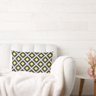 Donkergrijs, zwart, geel Ikat Diamonds STaylor Kussen