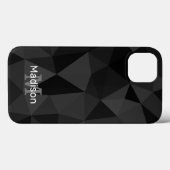 Donkergrijs zwart geometrisch maaspatroon Monogram Case-Mate iPhone Case (Achterkant (horizontaal))