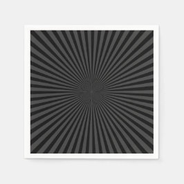 Donkergrijs & Zwarte Retro Sunburst Achtergrond Servet