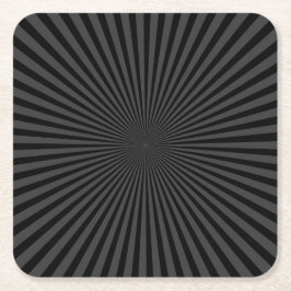 Donkergrijs & Zwarte Retro Sunburst Achtergrond Vierkante Kartonnen Onderzetter