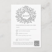 Donkergrijze bladmonogram RSVP bruiloft QR Code Informatiekaartje (Achterkant)