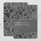 Donkergrijze bloemen kaart (Voorkant / Achterkant)