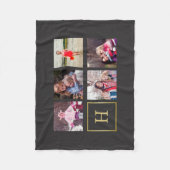 Donkergrijze fotocollage monogram fleece deken (Voorkant)