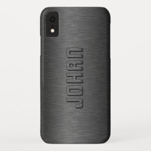 Donkergrijze, gevlochten aluminium achtergrond iPhone XR hoesje