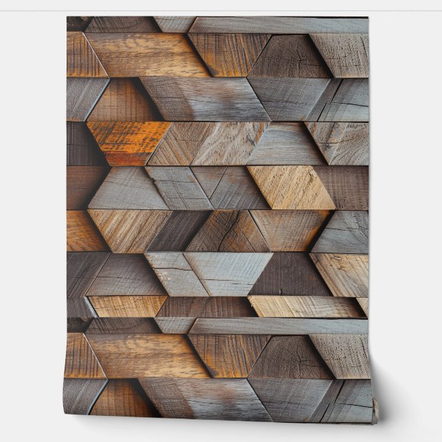 Donkergrijze houten textuur behang (Afrollen)