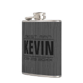 Donkergrijze houtextuur Beste man Heupfles (Links)