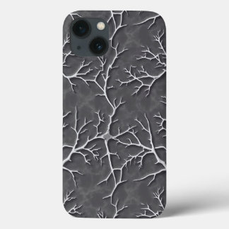 Donkergrijze iPhone Hoes met Tak Textuur Relief