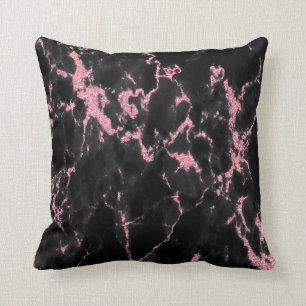 Donkergrijze marmeren steen en roze glitter kussen