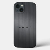 Donkergrijze naald-geborsteld aluminium achtergron Case-Mate iPhone case (Achterkant)