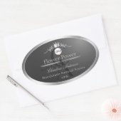 Donkergrijze productlabel Zilveren Frame Logo Mono Ovale Sticker (Envelop)