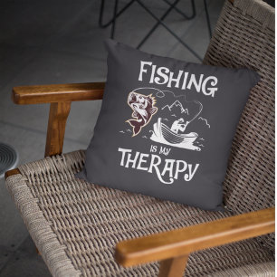 Donkergrijze vissen is mijn therapie roeiboot kussen