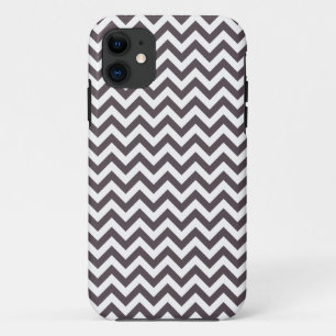 Donkergrijze witte Chevron Pattern iPhone 11 Hoesje