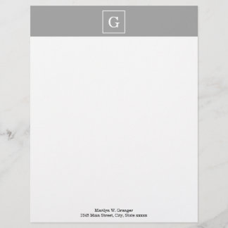 Donkergrijze witte Initiaal monogram Briefhoofd Sjabloon