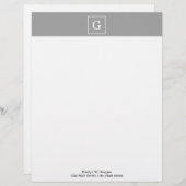 Donkergrijze witte Initiaal monogram Briefhoofd Sjabloon (Voorkant / Achterkant)